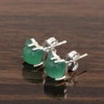 thumbnail image 3 of Green Cat Earring 7MM Green Onyx 925 Sterling Silver Women Valentines Day Gifts Dainty Earring, 3 of 4