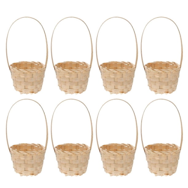 8Pcs Bamboo Woven Fruit Storage Basket Outdoor Basket Handmade Flower Baskets