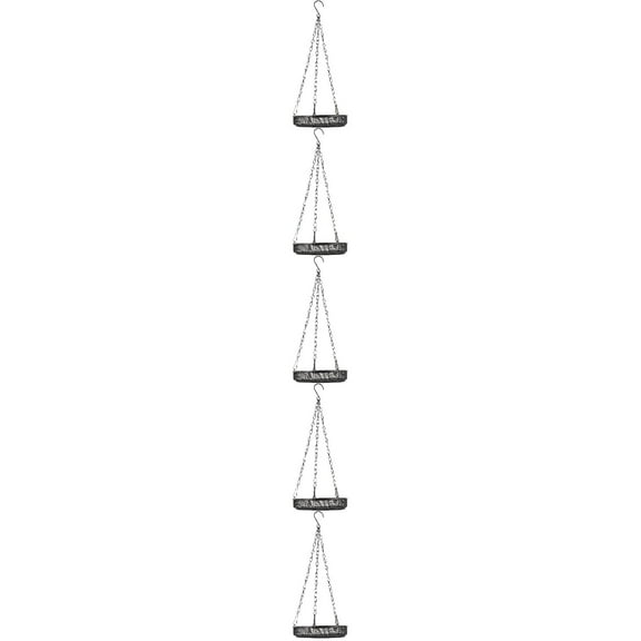 Set of 5 Bird Feeder Round Platform Pole Feeders Outdoors Black