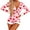 Pink Red Heart, variant on Women's Deep V Neck One Piece Shorts Bodysuit Furry Trim Long Sleeve Bodycon Jumpsuit Pajama Cute Heart Print Shorts Romper Valentines