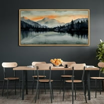 IDEA4WALL Extra Large Framed Canvas Print Wall Art Sunset Mountain Range & Lake Panoramic Modern Art Nature Wilderness Retro Wall Decorative Oversized Artwork Relax/Calm for Living Room - 60"x30"