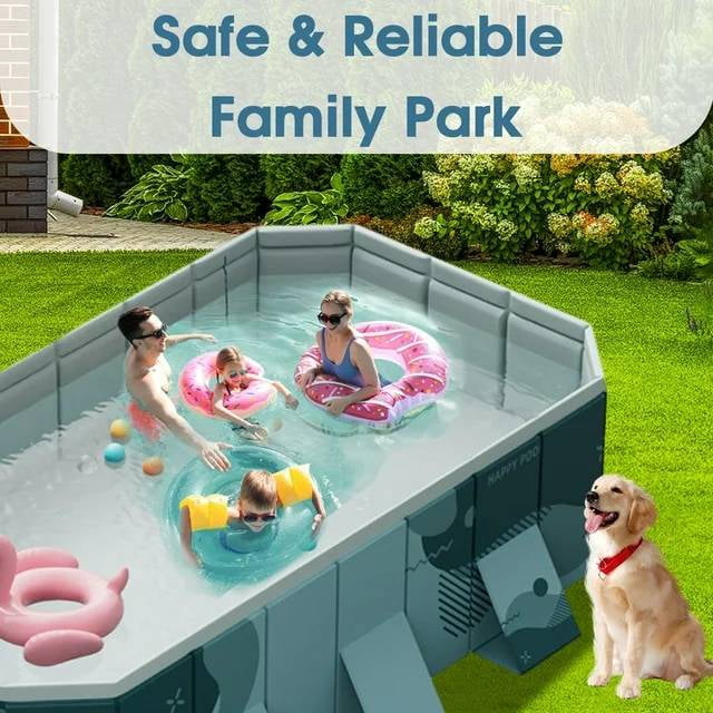 ManyFun Non-inflatable Adults Kids Outdoor Pools ,1-6 People , Green, 101" x 66" x 20"
