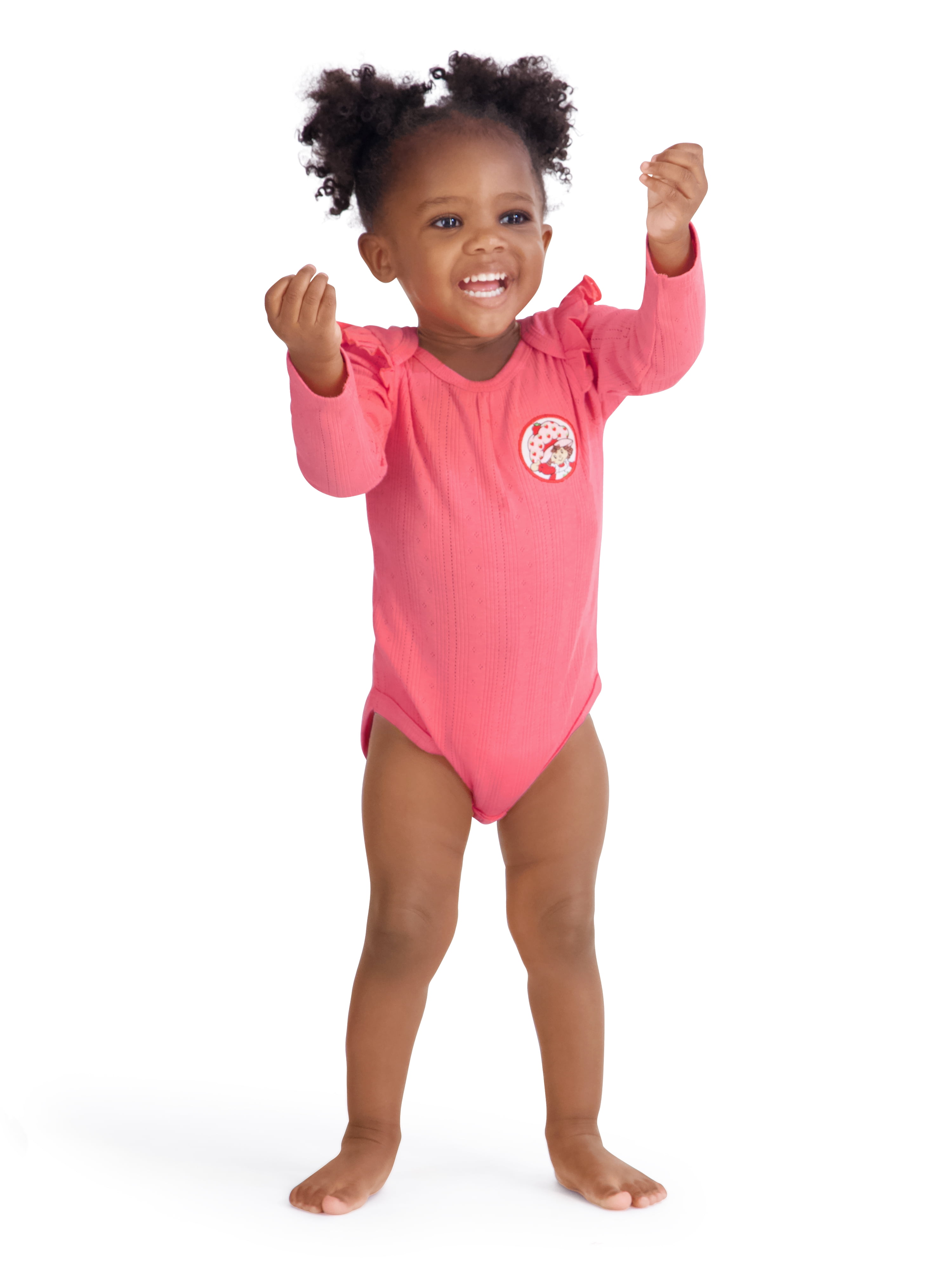 Strawberry Shortcake Baby Girls 3 Pack Long Sleeve Bodysuit, Size 0-24 Months