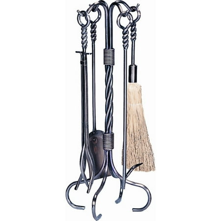 Copper Square Fireplace - Uniflame Corporation 4 Piece Antique Copper Fireplace Tool Set With Stand