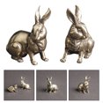 thumbnail image 3 of ColoMX Estatua de modelado de conejos para el hogar de 2 piezas para la decoración de escritorio Adorno de conejo de latón precioso, 3 of 8