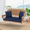 thumbnail image 3 of Jeco Balançoire de Porche Suspendue en Osier de Résine Miel avec Coussin, Bleu, 3 of 9