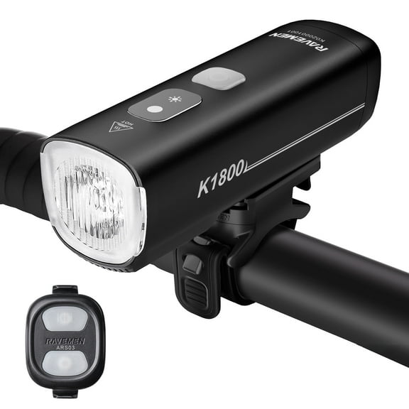 RAVEMEN K1800 Smart Bike Light with Daytime Running Mode, Handlebar/Upside Down Mounted, Brightness Adjust, Auto on off, Power Bank Feature