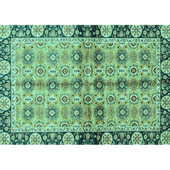 Ahgly Company Indoor Rectangle Abstract Turquoise Blue Modern Area Rugs, 5' x 7'
