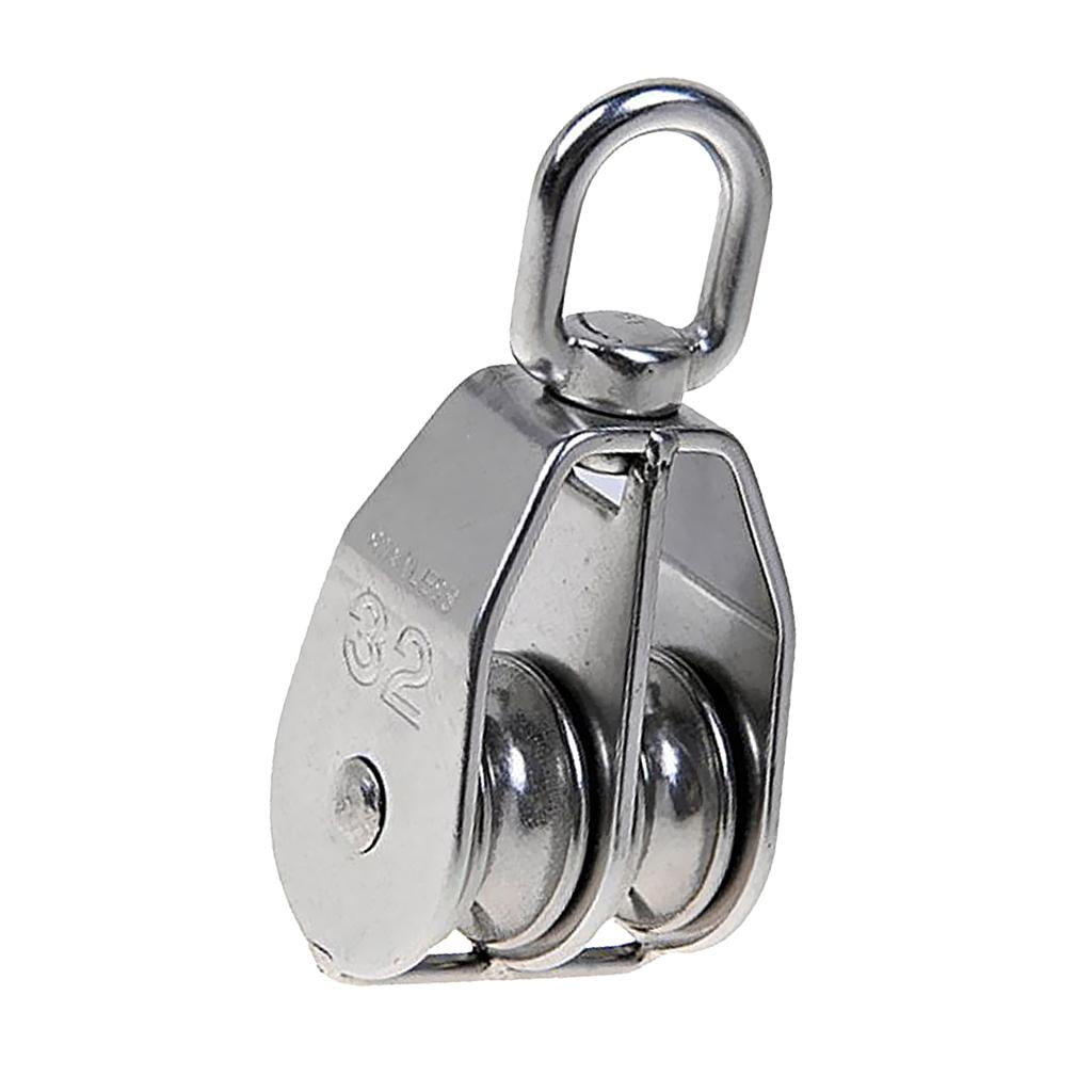 M25 Swivel Double Wheel Pulley Block Rigging Lifting Rope Lifter Stainless Steel 