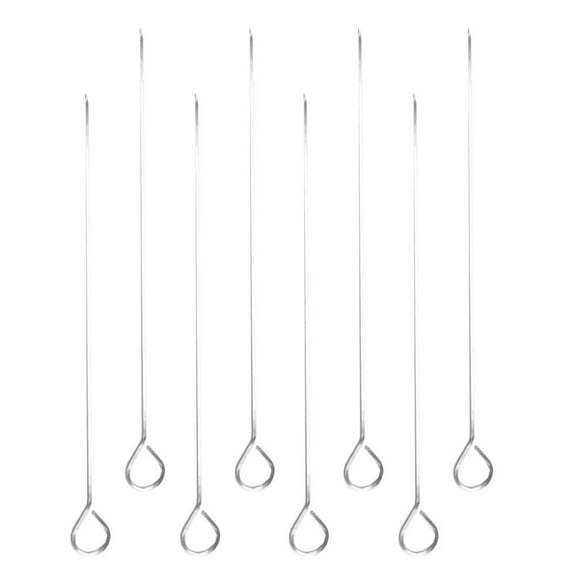OUNONA Stainless Steel Skewers for Grilling and BBQ Use Silver Color 8 Pieces 12.5 Inches