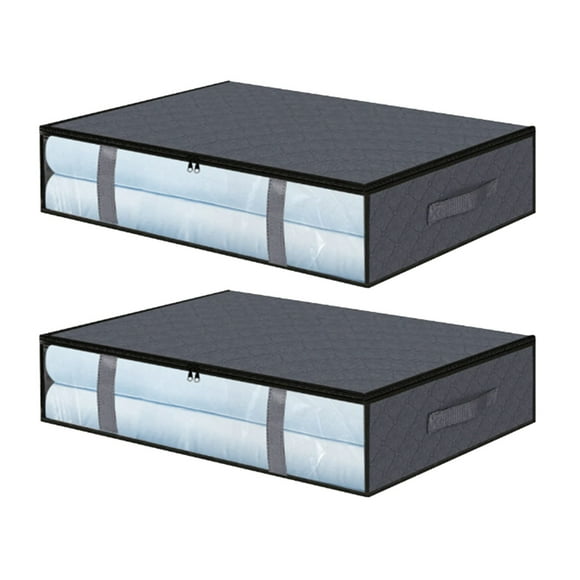 Sacs de Rangement pour Textiles de Maison sous le Lit 40 L, Ensemble de 2 avec Poignées Renforcées et Fermeture Éclair pour l'Organisation