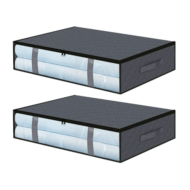 Home Textile Storage Durable Under Bed Storage Bags 40L Set of 2 with Reinforced Handles and Zipper Non Woven Construction for Efficient Closet Organization and Space Saving