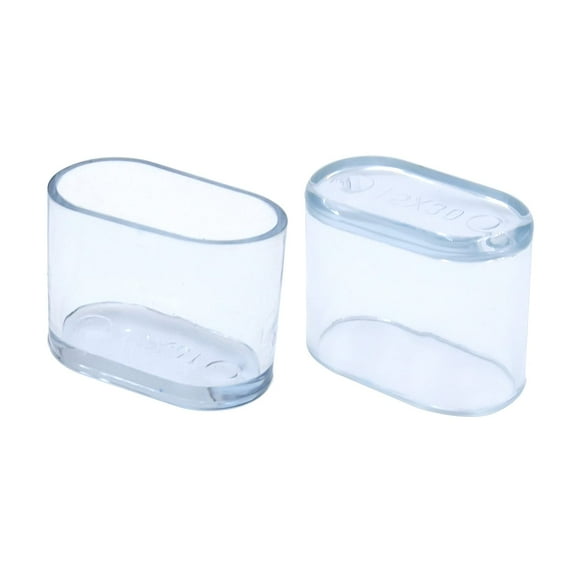 Flyshop 4PCS Durable PVC Chair Leg Caps Protectors Oval Floor Protectors Noise Reduction End Caps Wear-Resistant Chair Pads Transparent, 15 x 30mm