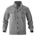 thumbnail image 5 of APEXFWDT Men's Corduroy Stand-Collar Jacket Button-Up Long Sleeve Drawstring Jacket Solid Color Casual Outerwear with Pockets,XXL,Gray, 5 of 6