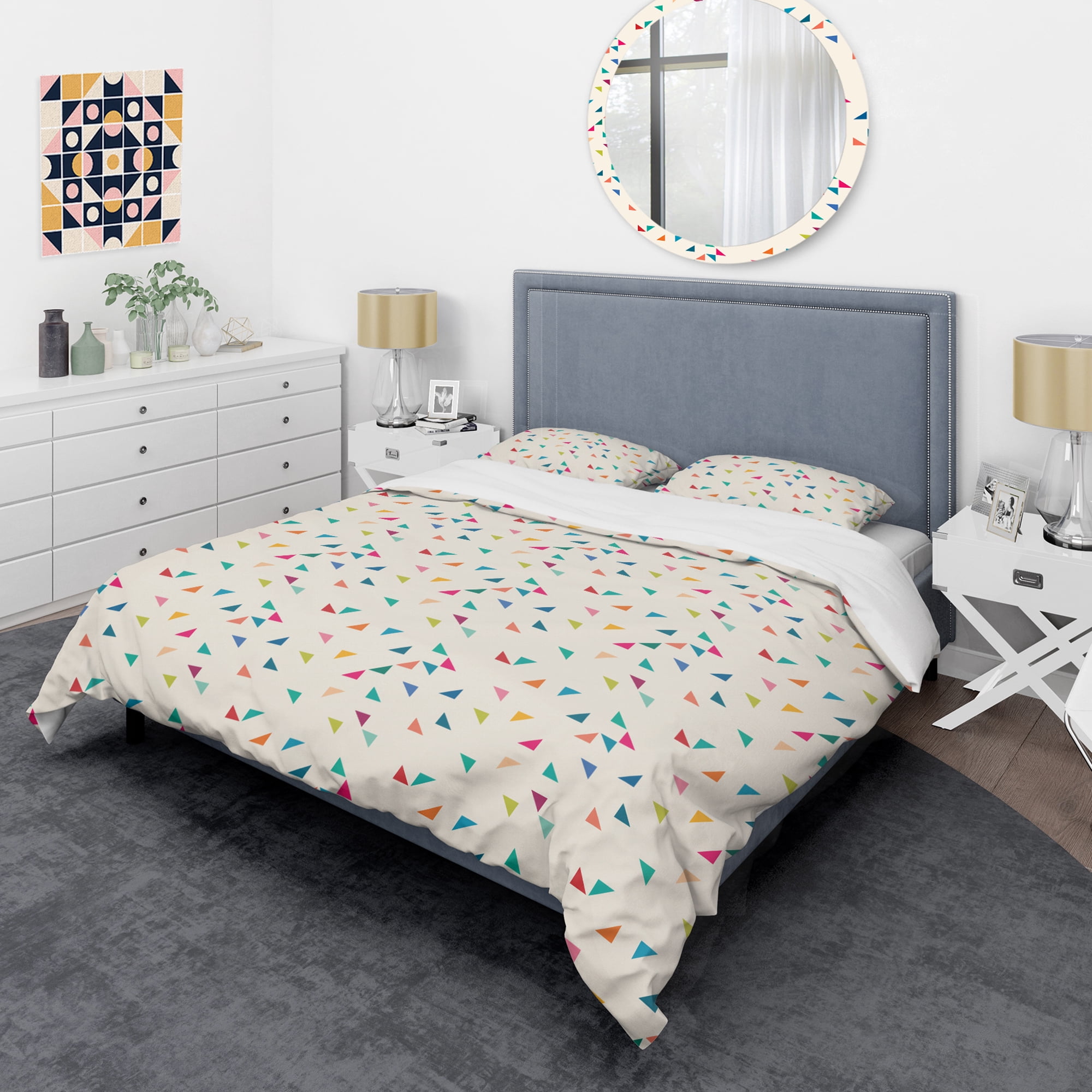 Designart 'Abstract Triangular Retro Pattern I' Mid-Century Modern Duvet Cover Set