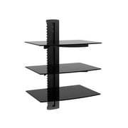 3 Tier Electronic Component Glass Shelf Wall Mount Bracket with Cable Management - Monoprice®