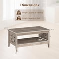 thumbnail image 2 of Farmhouse Coffee Table, 2-Tier Center Table with Storage Open Shelf & Woven Slatted Design, 39.5" Rectangular Accent Cocktail Table, Wood Coffee Tables for Living Room (Rustic Oak), 2 of 18