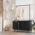 thumbnail image 1 of Panier Trieur de Lessive à 4 Sections sur Roulettes avec Support Suspendu et Tablette Utilitaire – Roues Verrouillables – Cadre en Métal Robuste – Panier Organisateur Multi-Pièces pour Buanderie, Chambre, Salle de Bain 4 Sacs, 1 of 7