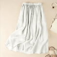thumbnail image 5 of Caywon Women's Maxi Skirt, Drawstring Elastic Waist A-Line Long Skirt, Crinkle Texture Solid Color Cotton Linen Blend Skirt for Vacation, Beach and Casual Wear, 5 of 5
