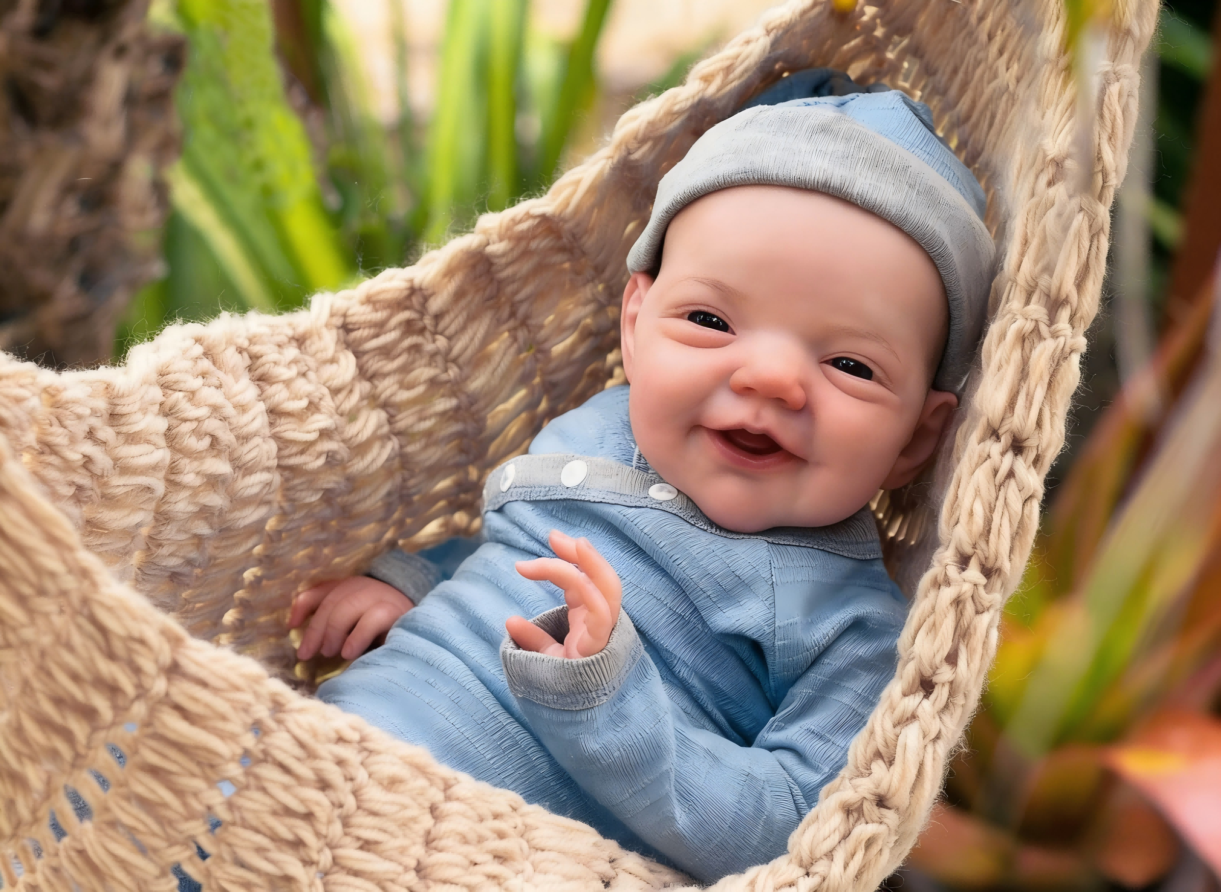 Lovely Lifelike Reborn Baby Dolls 19 Inch 48 cm Realistic Newborn Babies Handmade Soft Cloth Body Painted Hair Blue Eyes Gift for Kids 3+