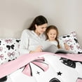 thumbnail image 5 of Castle Fairy Kids Teens Kawaii Polka Dots Bow Bedding Comforter Set 2pcs,Cartoon Stars Print Twin Comforter Sets Microfiber,Dreamy Princess Breathable Bedding Set,Lightweight Room Decor,Reversible, 5 of 8