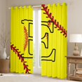 thumbnail image 2 of Homewish Cartoon Monogrammed E Curtains Pack of 2 (42x84 Each), Yellow Red Baseball Curtains Blackout, Teens Kids Boys Girls Bedroom Curtains, Black Out Curtains Decor, 2 of 6