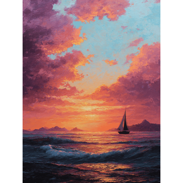 Qisvanset Sunset Landscape Canvas Print 12x16 Inch Home Wall Decor