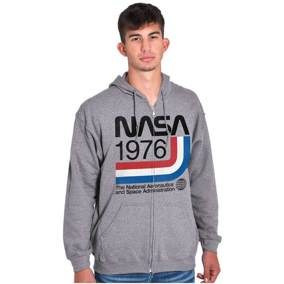 Classic America NASA 1976 Worm Logo Zip Up Hoodie Men's Women's Brisco Brands S