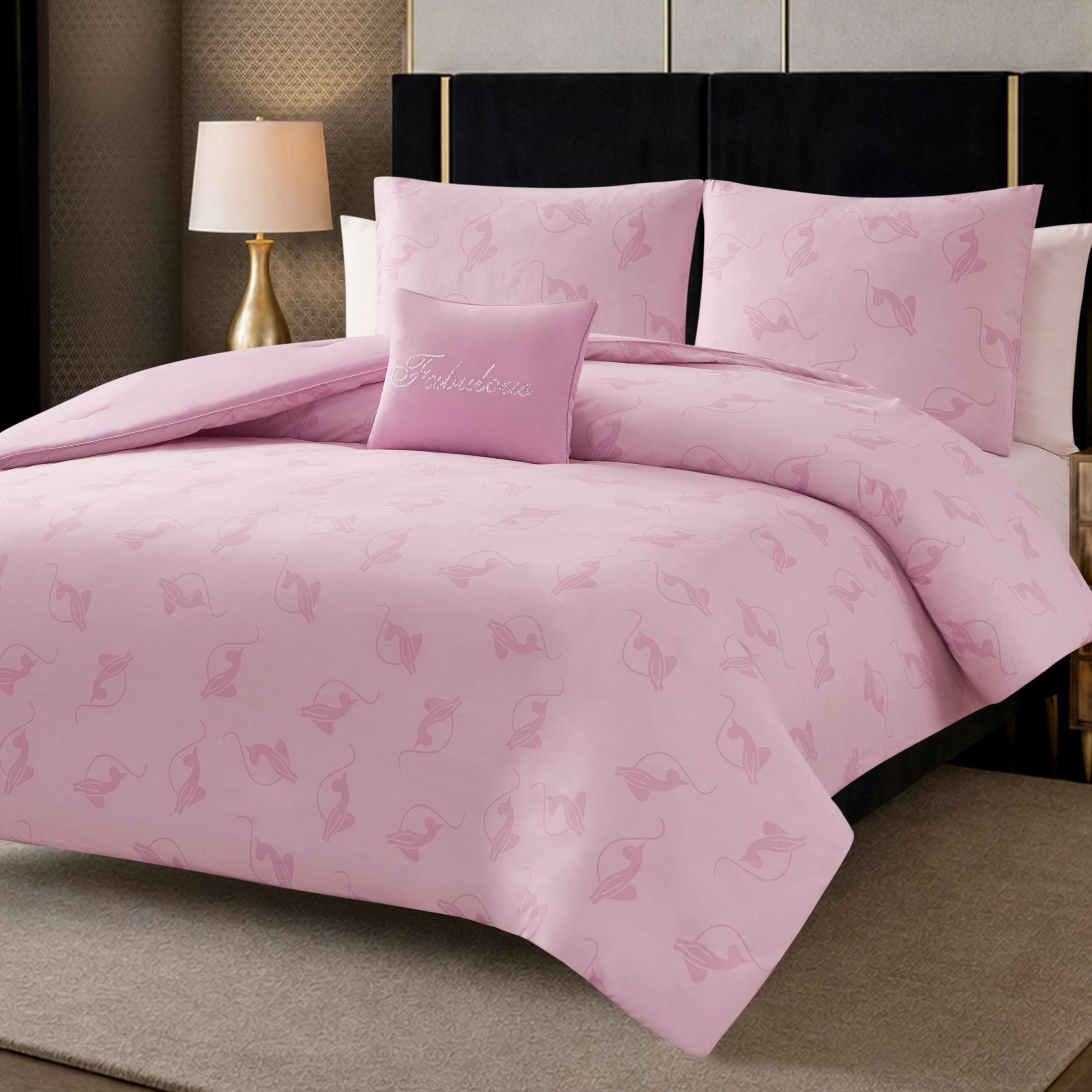 Baby Phat Logo Cat Comforter Sets King, Pink