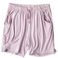 thumbnail image 2 of Women's Plus Size Sleep Shorts Akafmk Women Cotton Pajamas Shorts Soft Sleepwear Bottom Shorts Solid Color Loose Home Shorts Lightweight Loungewear Shorts with Pockets, 2 of 4