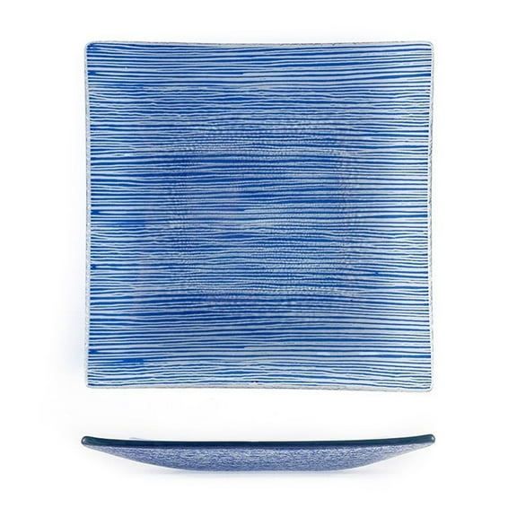 Glass Dinnerware 7.75" x 7.75" Square Blue Glass Plate (Set of 2)