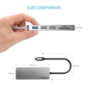 USB C Hub, EQUIPD Aluminum 7 in 1 USB Type C to 4K HDMI Multiport Adapter, 1 USB 3.0 / 2 USB 2.0 Ports, 87W PD, USB C Hub Multiport Adapter for MacBook Pro/Air HP XPS and Other Type C Devices (Grey)