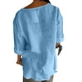 thumbnail image 5 of TODOZO Womens Linen Button Down Shirt Casual 3/4 Sleeve Cotton Blouse Loose Fit Collared Work Gauze Tops Cotton Linen Shirts for Summer V Neck Loose Vacation Beach Solid Blouses Tunic Tops, 5 of 5