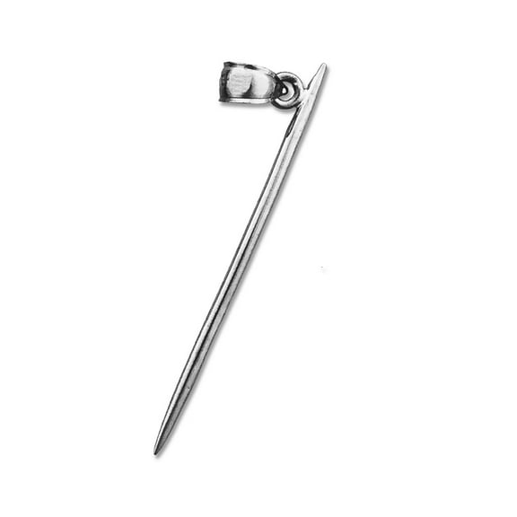 Rhodium Plated 925 Sterling Silver 3D Toothpick Pendant