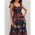 thumbnail image 5 of Mevireiy Women Y2K Flowy Smocked Maxi Dress Sleeveless Tie Shoulder Boho Floral Beach Sundresses, 5 of 7