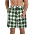thumbnail image 2 of Uemuo Green White Christmas Tree Lumberjack Plaid Pattern Men's Swim Trunks Hawaiian Beach Bathing Suit Swimsuits Beach Quick-Dry Shorts with Pockets-Medium, 2 of 9
