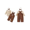 thumbnail image 2 of RUINIXCW Toddler Baby Girl Thanksgiving Outfit Infant Girls Fall Winter Clothes Long Sleeve Romper Turkey Rolls Corduroy Jumpsuit Overalls Headband Set, 2 of 9