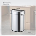 thumbnail image 6 of Home Zone Living 18 Gallon Stainless Steel Open Top Trash Can with Semi-Round Flat Back, Silver, 6 of 7
