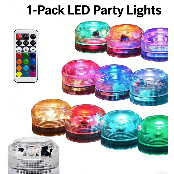Waterproof LED Party Lights for Slush Machines - 13 Colors & 4 Modes, Mini Remote Control Lights for Parties, Aquariums, Juicers