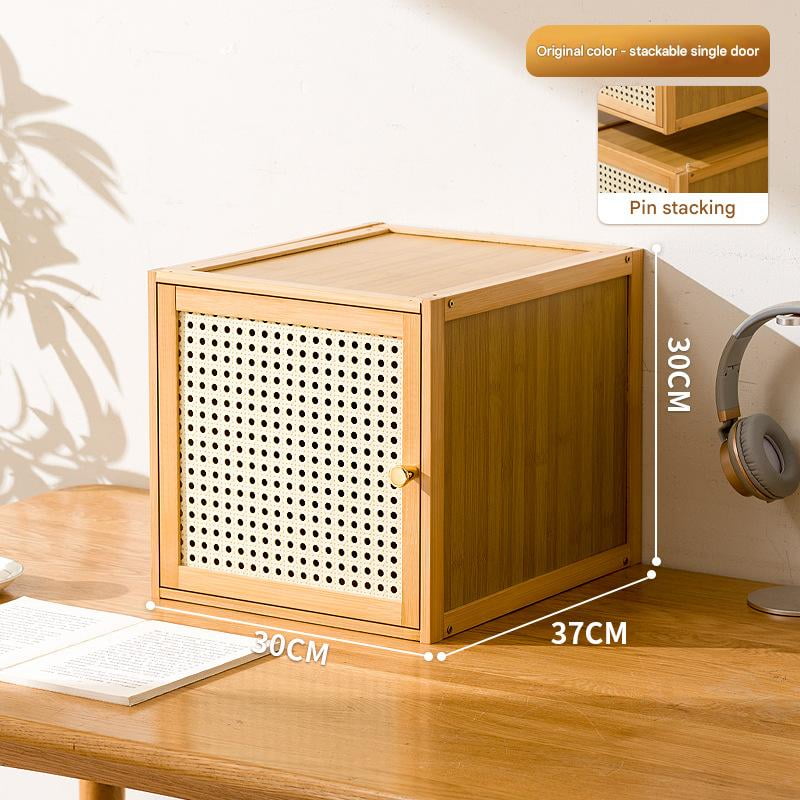 Standing Sideboard Buffet Cabinets with Rattan Decorated Doors Versatile Organizer for Kitchen Counter Pantry Bookcase