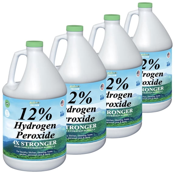 Nature's Freedom 12% Hydrogen Peroxide, Food Grade H2O2 and Purified Water Only, 4 Gallons Solution