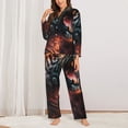 thumbnail image 2 of Fuzoiu Cool Tiger Print Women's Long-Sleeved Pajama,Lounge Button Down Nightwear,Womens Notch Collar Pajama Set-XX-Large, 2 of 7
