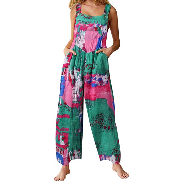 Mono de mujer con bolsillos, sin mangas, piernas anchas, monos de talla grande Romacci Monos