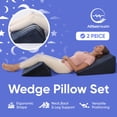 thumbnail image 2 of AllSett Health Bed Wedge Pillow Set – 2-Piece Memory Foam Support Cushions for Back, Legs & Knees, Navy, 2 of 7