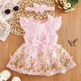 thumbnail image 2 of TOWED22 Newborn Baby Girl Summer Clothes Ruffle Bow Dress Romper Jumpsuit One Piece Outfit Cute Infant Girl Clothing Pink,6-9 M, 2 of 4