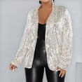 thumbnail image 4 of Tiqkatyck Womens Coats Clearance Womens Sequin Casual Long Sleeve Open Front Jacket Long Sleeve Jackets Front Zip Loose Casual Jacket Womens Clothes Jackets for Women Silver, 4 of 9