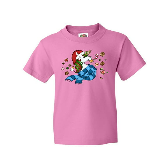 Inktastic Cute Christmas Unicorn with Cookies Youth T-Shirt