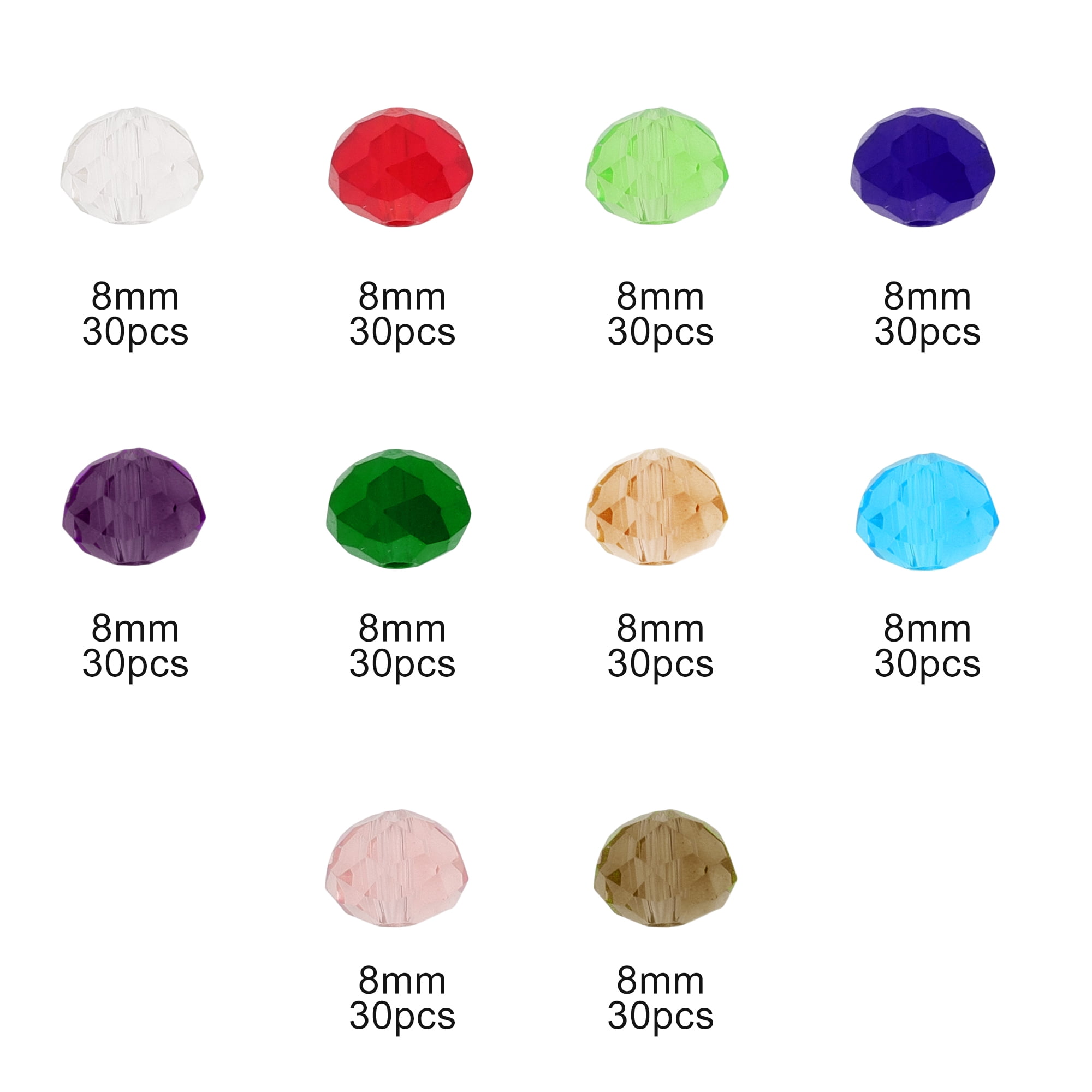Unique Bargains 300 Pcs 8mm Glass Beads for  Jewelry Making DIY Crafts Assorted Color