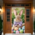thumbnail image 1 of Suministros para fiesta de Pascua, decoración para puerta de Pascua, pancarta de bienvenida de conejito de Pascua, decoración de primavera para puerta de entrada, pared, interior y exterior (cubierta, 1 of 6