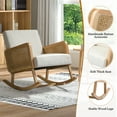 thumbnail image 3 of Rocking Accent Chair Rattan Arms for Leisure Time Modern Comfy Upholstered Glider Rocker Armchair Nursery Bedroom Linen, 3 of 10